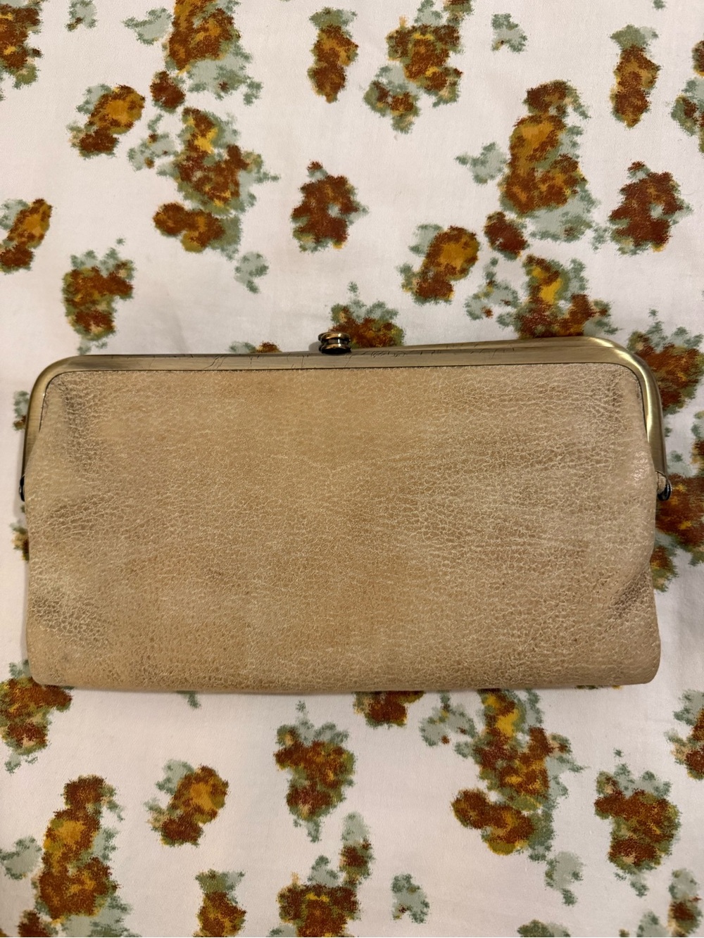 HOBO Lauren Gold Leaf Leather Frame Clutch